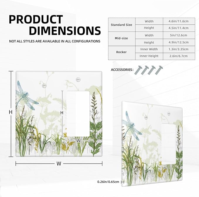 Wild Flower Dragonfly 2 Gang Blank Rocker Light Switch Cover Plates Decorative - Image 5