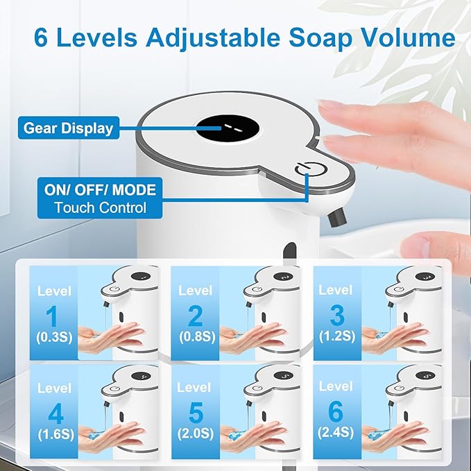 2 Pack Automatic Liquid Soap Dispenser Touchless, USB Rechargeable Smart Hand - Image 3