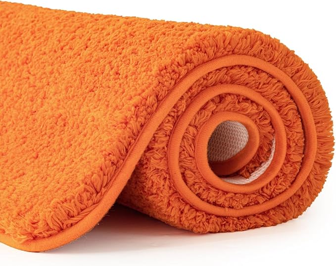MIULEE Orange Bathroom Rugs Non Slip Bath Mat 24'' x 48'' Shaggy Soft Bath Rug - Image 6