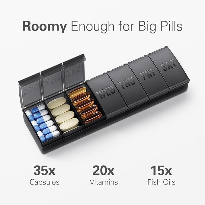 Barhon Pill Organizer Large, Weekly Medicine Pill Organizers, 7 Day Pills Box - Image 2