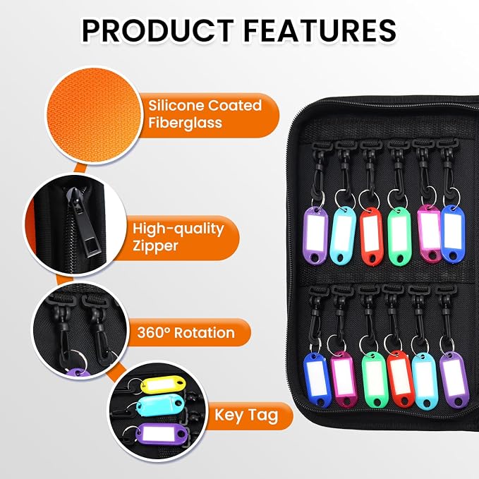 Zippered Key Case, Key Organizer, Fireproof and Waterproof Key Binder - Image 4