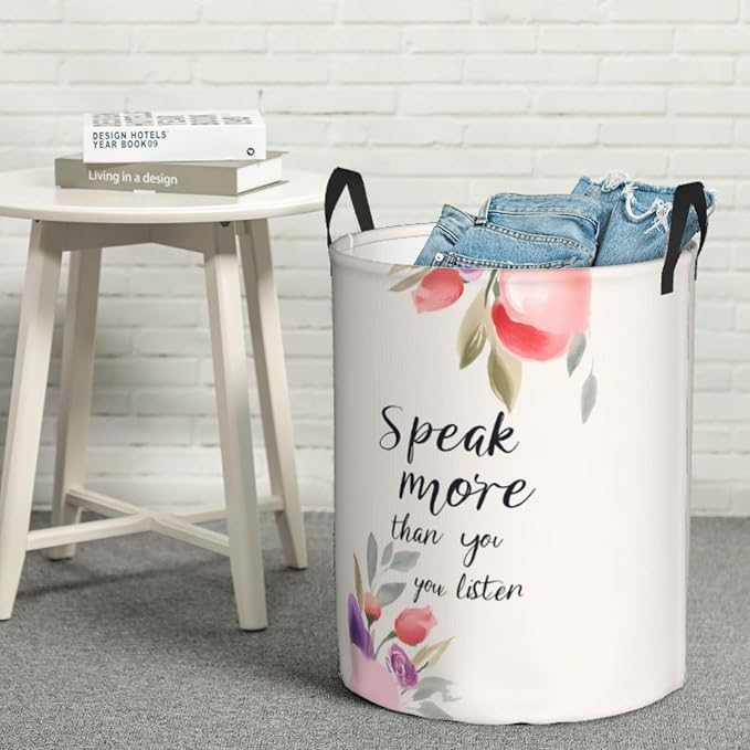 Laundry Basket Motivational Word Collapsible Large Capacity, 63L Dirty Clothes - Image 4