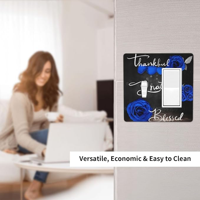 Light Switch Cover Blue Rose Thankful Grateful Blessed 2 Gang Toggle Rocker - Image 6