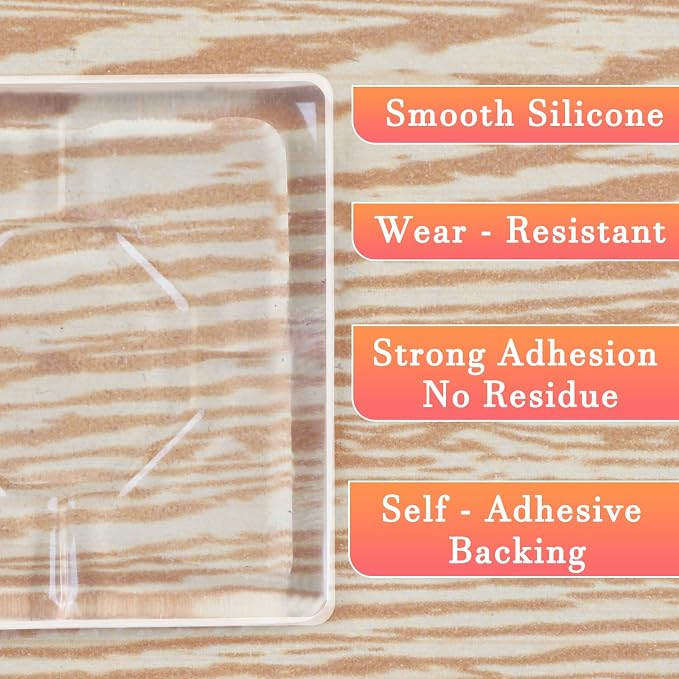 Clear Silicone Cabinet Door Bumpers, Squares 12 Pcs, Self-Adhesive Sound - Image 6