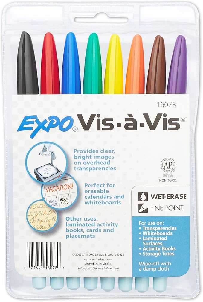 EXPO Wet Erase Markers, Semi-Permanent, Ultra Fine Tip, Organizing - Field & Grace