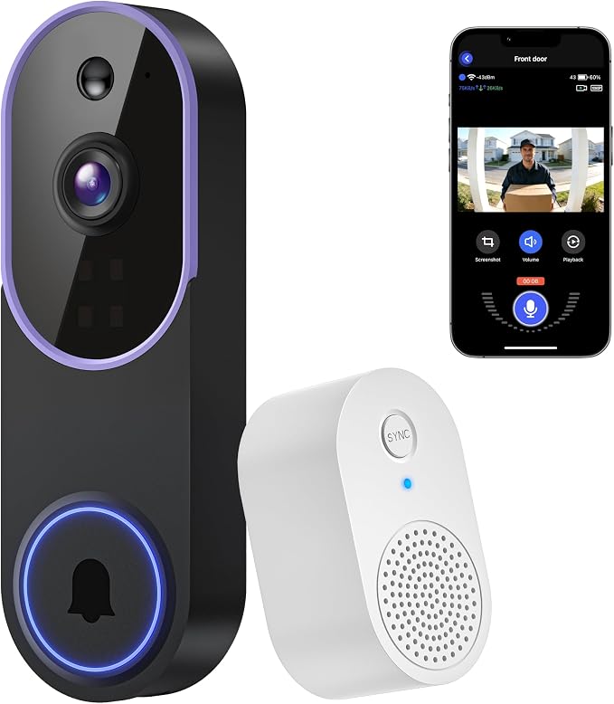 1080P Wireless Video Doorbell Camera, Smart Outdoor Surveillance Cam, FHD Live by Unknown