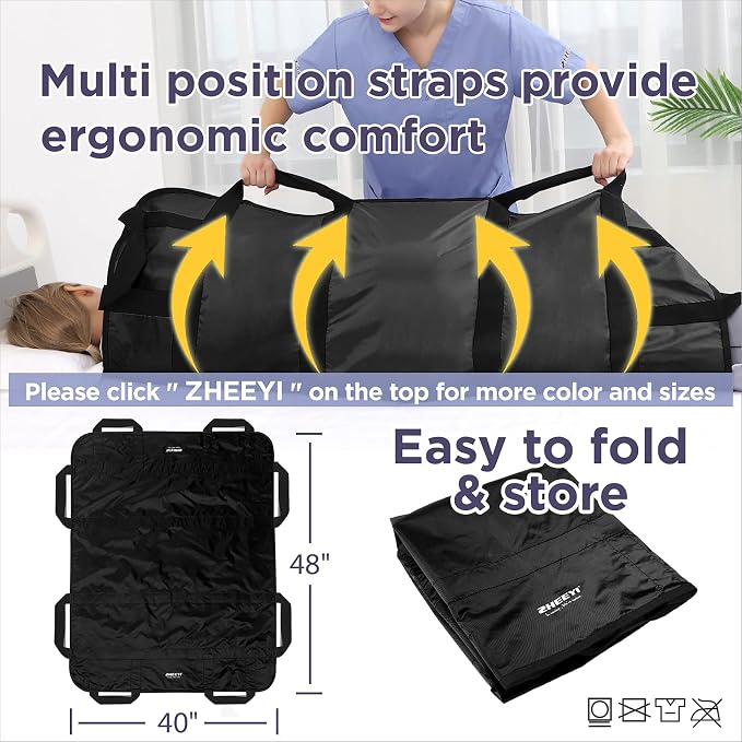 Bed Positioning Pad with Reinforced Handles 48" x 40" Lifting Turning Patient - Image 4