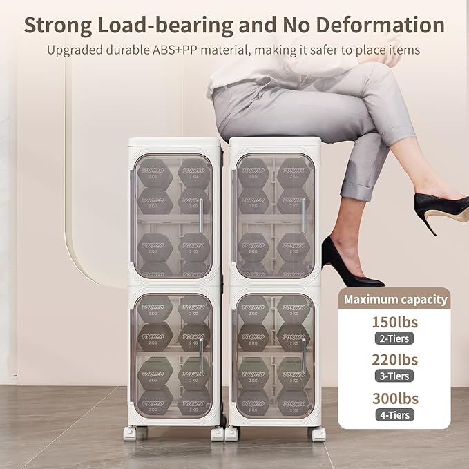 KHNR 4-Tiers Slim Bathroom Storage Cabinet, Foldable Storage Cabinets, Narrow - Image 7