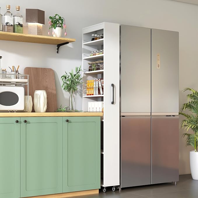 7-Tier Slim Rolling Pantry Storage Cart, Storage Shelving Rack Next to Fridge - Image 3