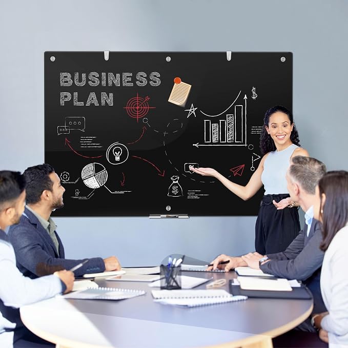 Large Black Glass Dry Erase Board, 72 x 48 Inches Magnetic Glass whiteboard - Image 7