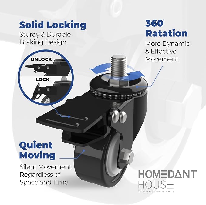 HOMEDANT House 5-Tier Metal Rolling Cart Shelf Rack Casters Heavy Duty - Image 6