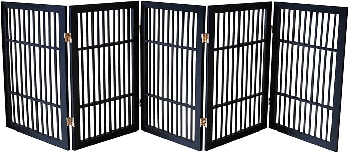 Pet Dog Gate Strong and Durable Freestanding Folding Acacia Hardwood Portable by Urnporium