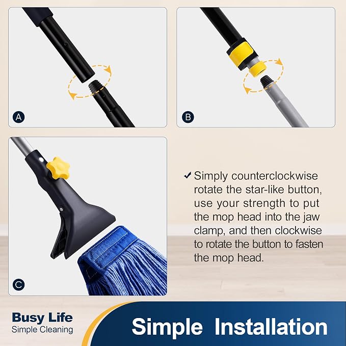 Yocada Looped-End String Wet Mop Head Refill Replacement Heavy Duty Cotton - Image 5
