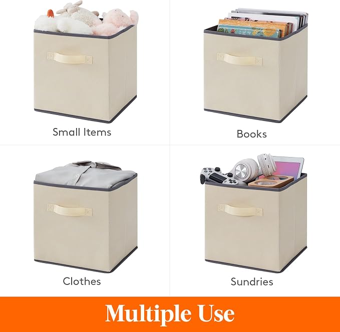 Lifewit Collapsible Fabric Storage Cubes Bins Set 11 Inch, Foldable Cubby - Image 5