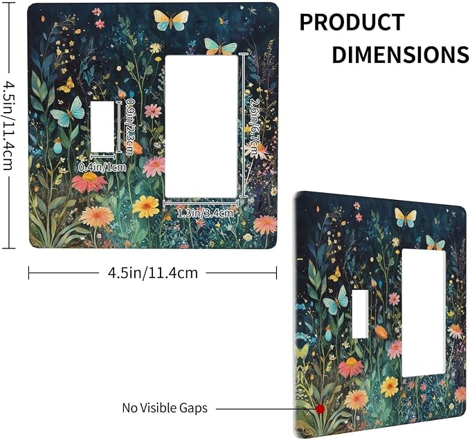 Outlet Covers Boho Vintage Floral Flower Butterfly 1 Toggle 1 Rocker - Image 4