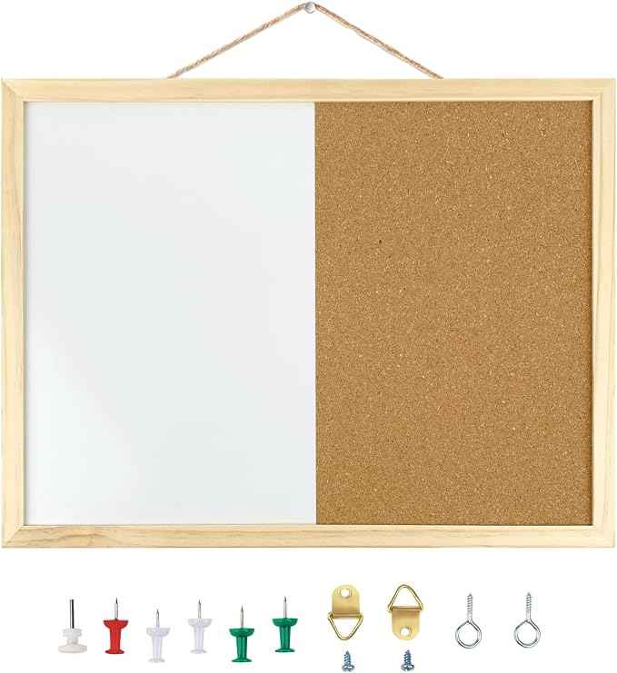 GDMINLO 16.5 x12.6 Inches Dry Erase Cork Bulletin Combination Board, Notice