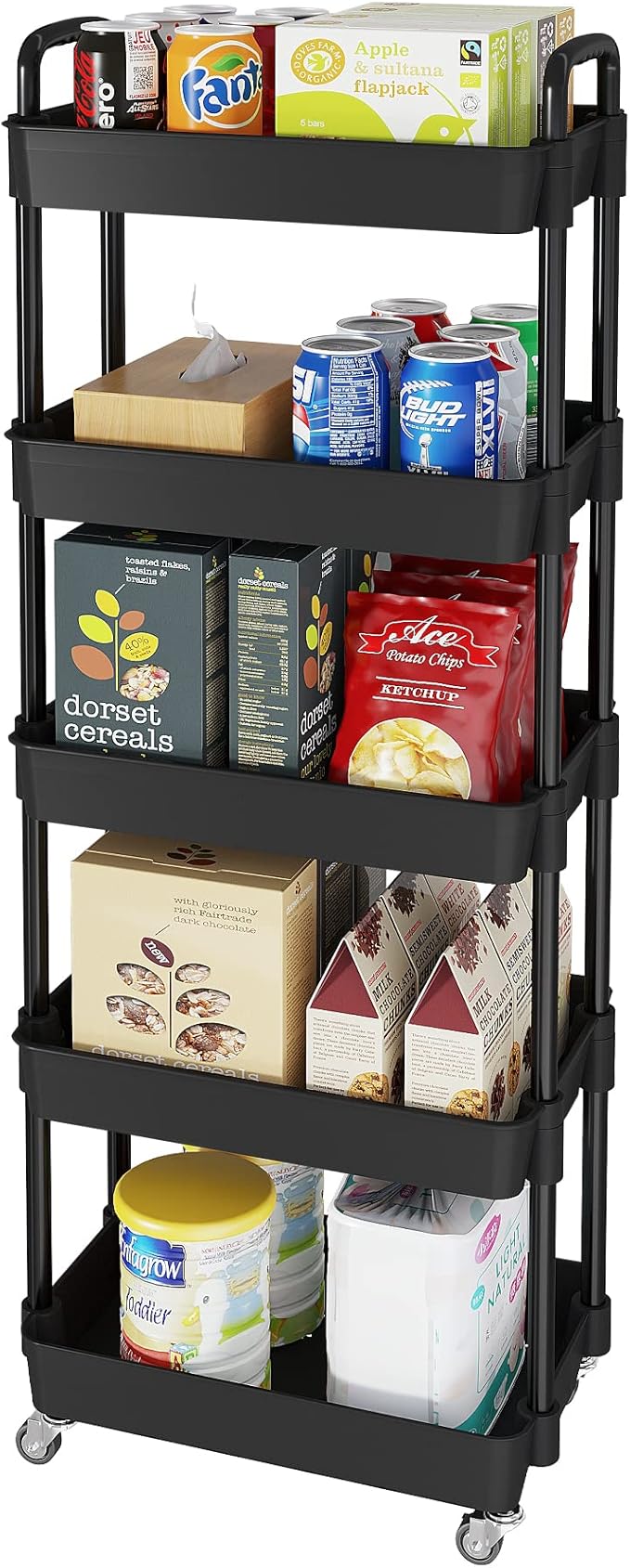 Laiensia Multifunction Utility Rolling Cart, 5-Tier Plastic & Metal Storage by Laiensia