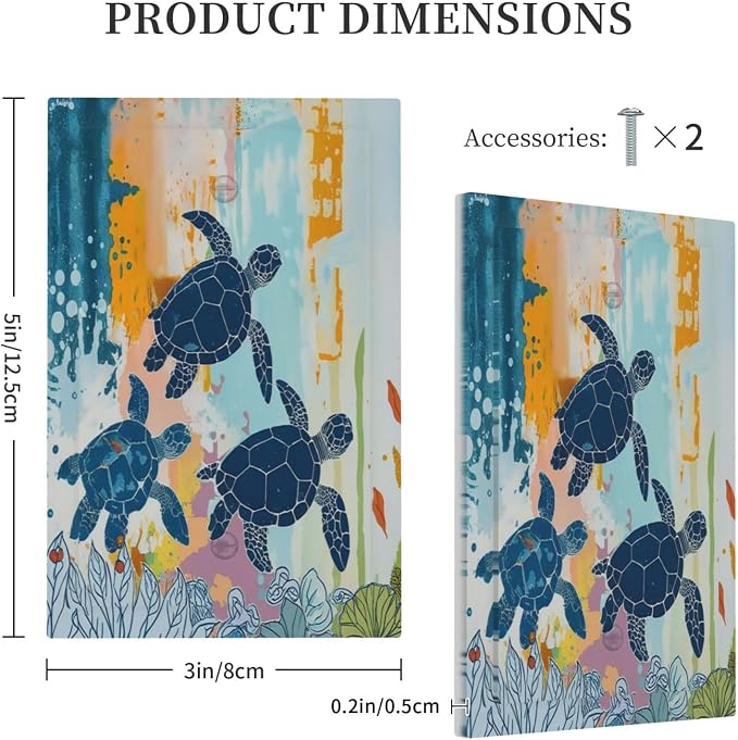 Light Switch Cover Plate Colorful Ocean Sea Turtle Marine Life 1 Gang No Device - Image 5