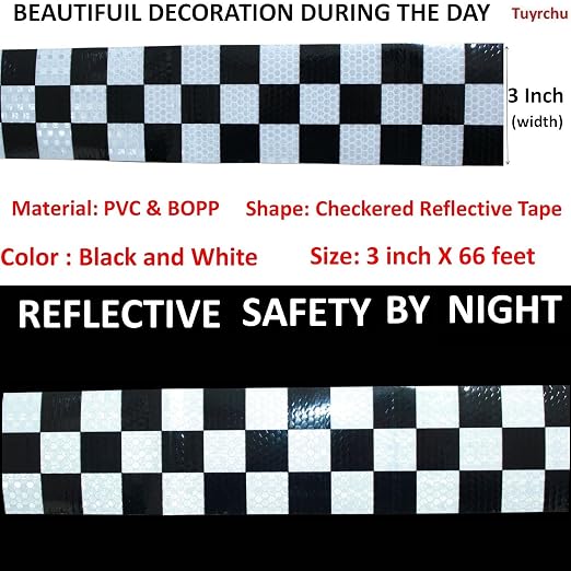 Black White Reflective Tape Outdoor Waterproof 3 inch X 66 feet, High - Image 3