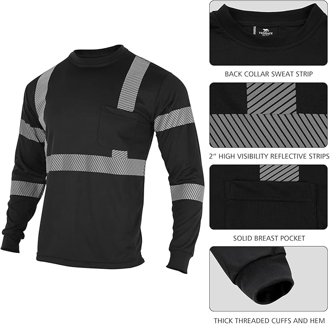 VENDACE Safety Reflective High Visibility Long Sleeve Shirts ANSI Class 3 Hi - Image 3