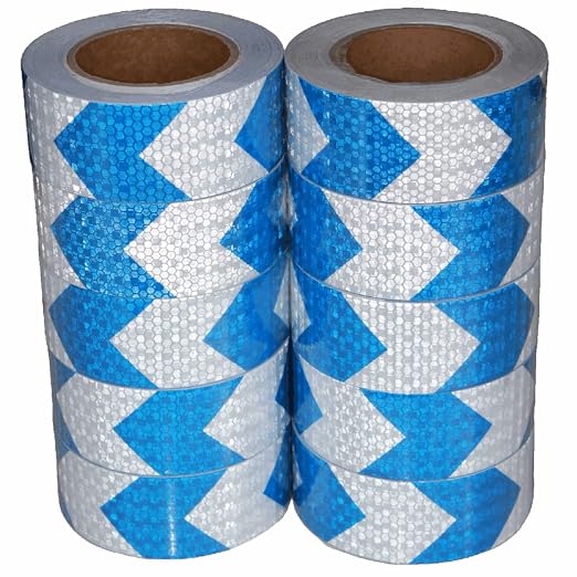 Reflective Tape Blue and White 2 inch X 66 feet X 10 Rolls, Outdoor Waterproof by tuyrchu