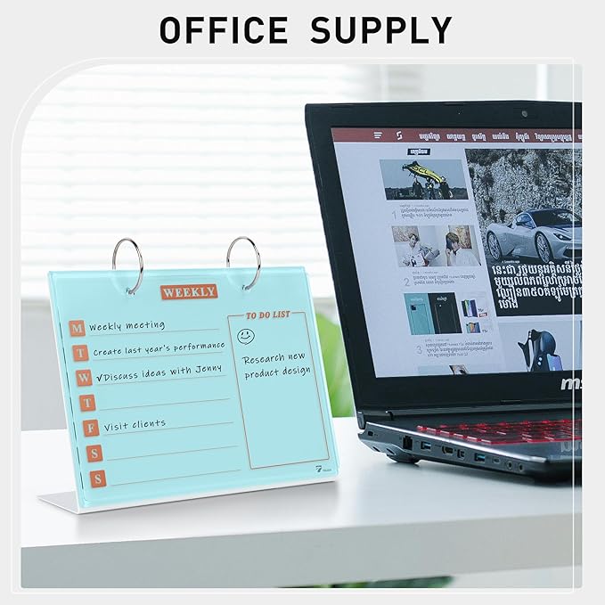 Desktop Glass Dry Erase & Acrylic Aesthetic Calendar Weekly to-do List Combo - Field & Grace