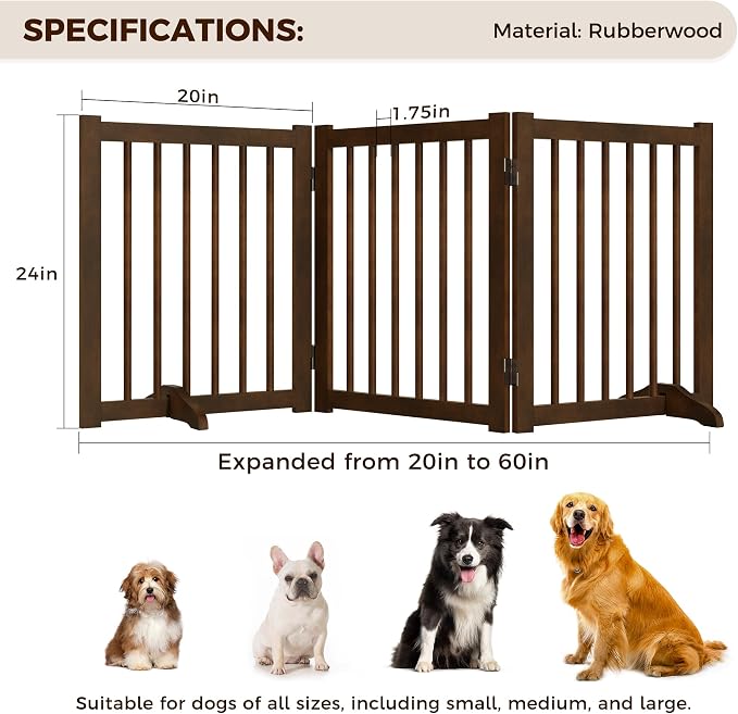 Indoor Dog Gate, Wooden Freestanding Dog Gate - Image 4