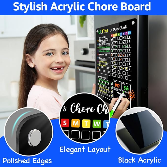 PigPotParty Black Acrylic Magnetic Chore Chart - Image 2