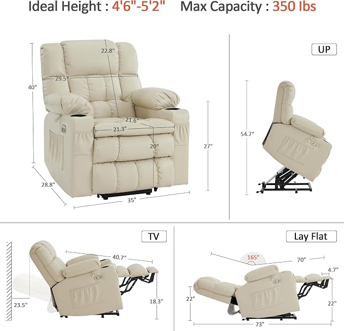 MCombo Dual Motor Small Power Lift Recliner Chair - Image 3