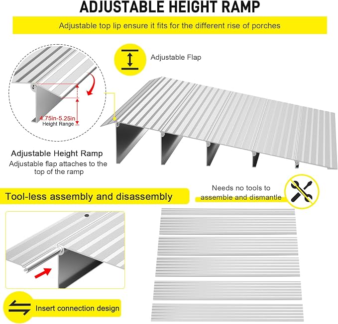 Door Threshold Ramp 5" Rise Door Ramp Aluminum Entry Ramp or Doorways Rated 800 - Image 5