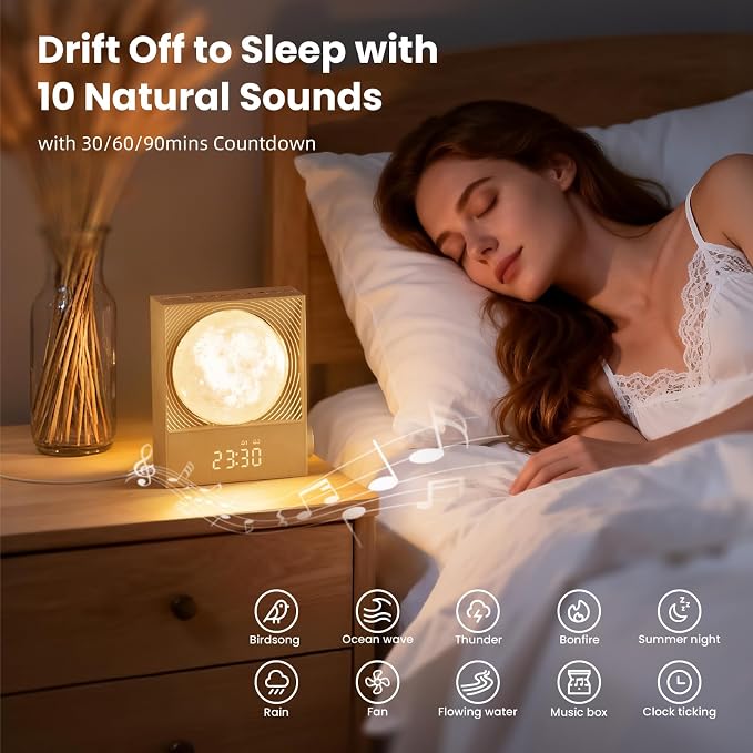 Sunrise Alarm Clocks for Heavy Sleepers, Rotatable Moon Light - Image 4