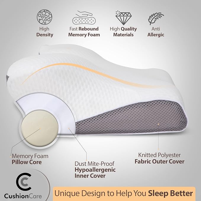 Pillow for Neck and Shoulder Pain Relief – Cervical Memory Foam Contour Pillow - Image 3