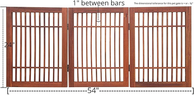 Pet Dog Gate Strong and Durable Freestanding Folding Acacia Hardwood Portable - Image 3