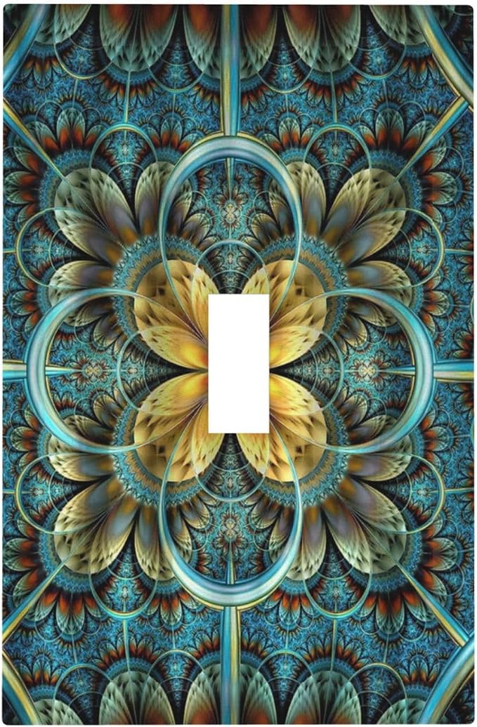 Light Switch Cover Boho Fractal Mandala 1 Gang Wall Plate Cover Bohemia Single by Spshian