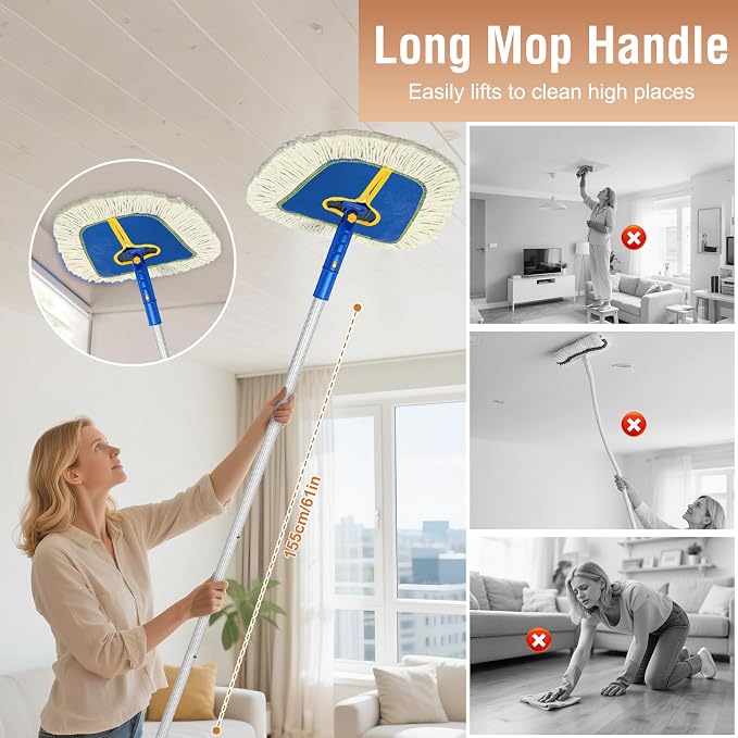 Commercial Dust Mop for Hardwood Floors Cleaning, Heavy Duty Industrial Dry Mop - Image 3