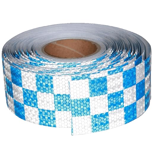 Blue and White Reflective Tape Outdoor Waterproof 3 inch X 166 feet, High by tuyrchu