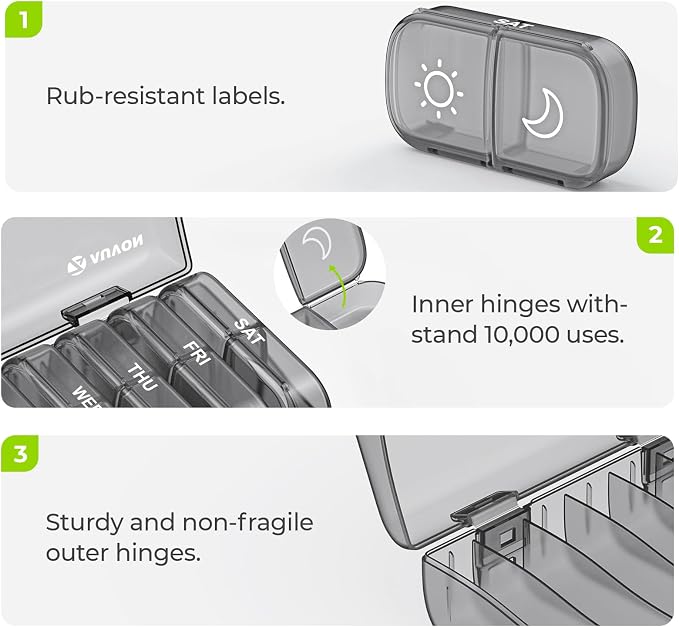 AUVON XL Weekly Pill Organizer 2 Times a Day, Pill Box 7 Day - Image 3