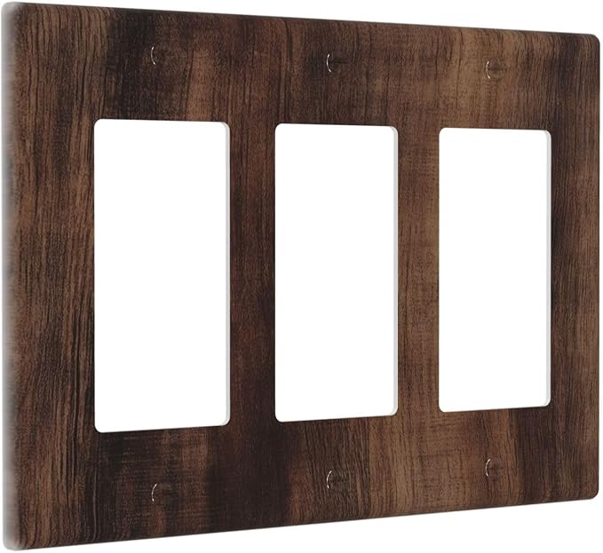 Decorative Outlet Covers Rustic Farmhouse Brown Wood Barn Door 3 Gang Gfci Wall - Image 2