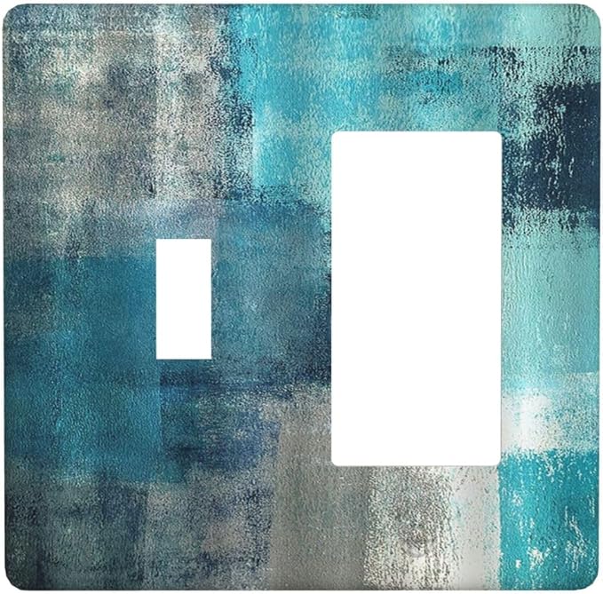 Outlet Covers Teal Blue Modern Geometric Abstract Turquoise Green 1 Toggle 1 by Everyswitchisastoryswitch