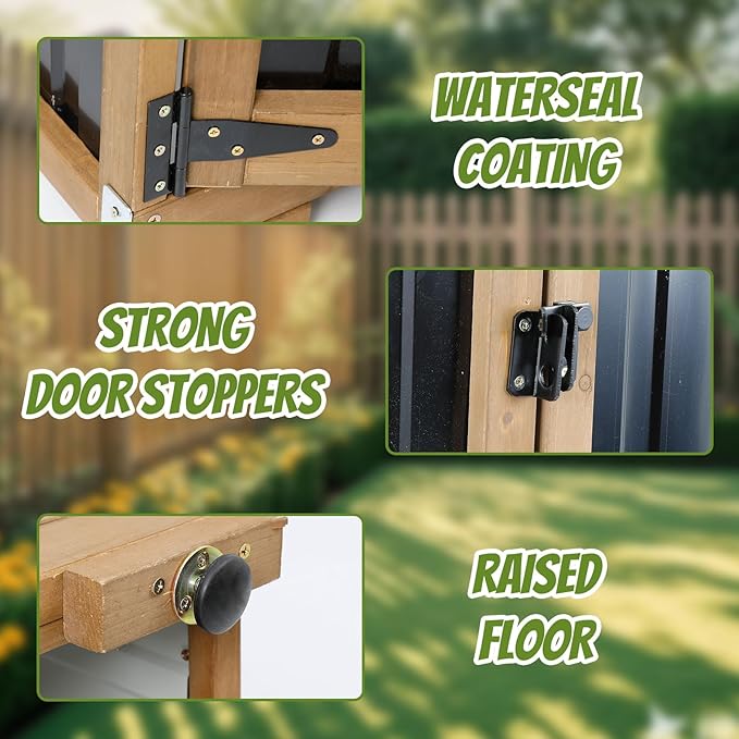 Outdoor Storage Cabinet with Shelf, Wood & Metal Storage Shed with Waterproof - Image 3