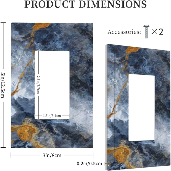 Decorative Outlet Covers Gold Dark Blue Gilt Haze Marble 1 Gang Rocker Light - Image 5