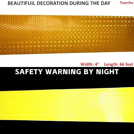 Yellow Reflective Tape 4 inch Wide, Outdoor Waterproof Hazard Conspicuity - Image 3