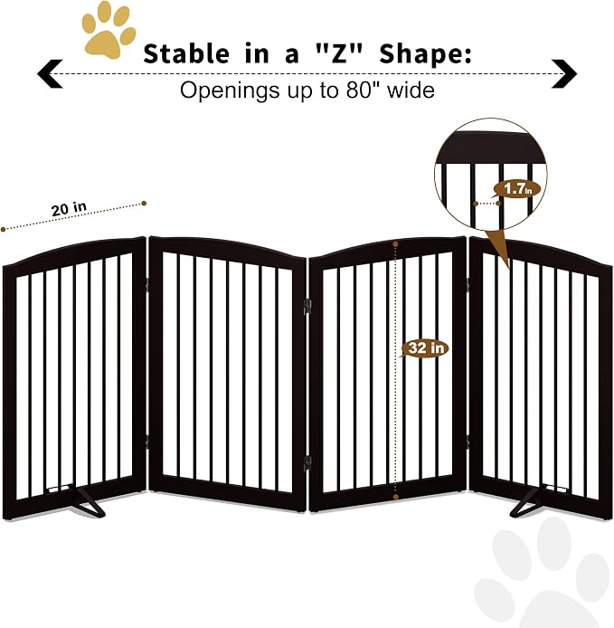 Freestanding Pet Gate for Dogs, Indoor Wooden Foldable Dog Gate for House - Image 6
