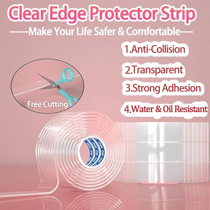 Clear Soft Corner Protectors for Furniture Strip, 1.2in x 13FT, Sharp Edge & - Image 3
