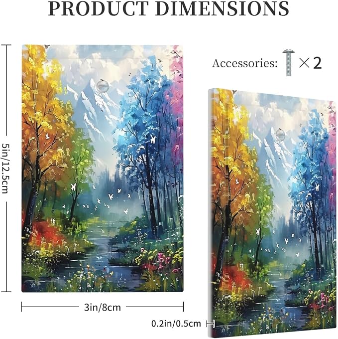 Colorful Forest Snow Mountain River Oil Painting Style Light Switch Cover Plate - Image 5