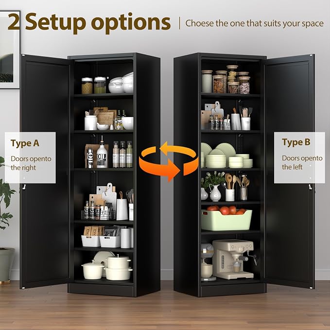 67" Metal Storage Cabinet with Lock, Tall Narrow Office File Cabinets with 5 - Image 4
