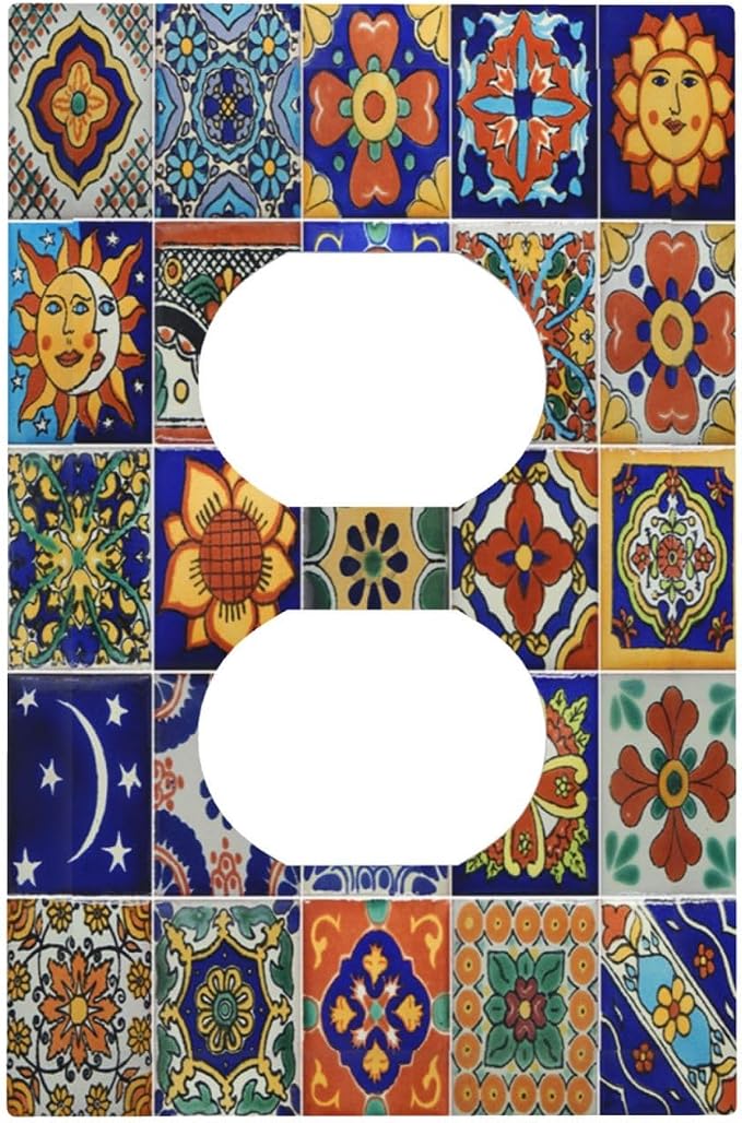 Outlet Covers Mid Century Talavera Shaped Tiles 1 Gang Duplex Wall Plate by LightSwitchCover