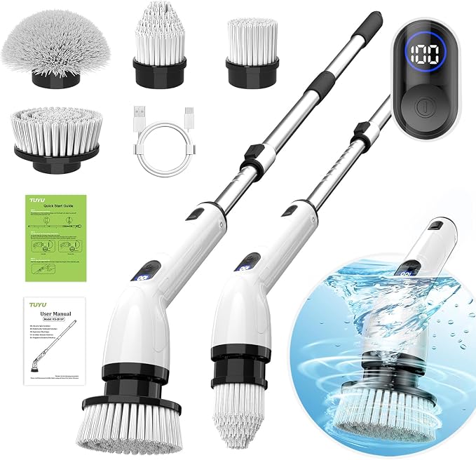 TUYU Electric Spin Scrubber, Full-Body IPX7 Waterproof Bathroom Scrubber - Field & Grace