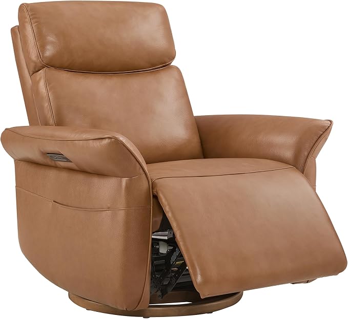 CHITA Genuine Leather Power Recliner Chair, Electric Triple-Motor Swivel Glider by CHITALIVING