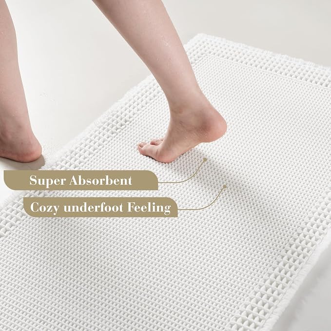 RESARE Waffle Bathroom Runner Rugs, Super Absorbent Bath Mat Non Slip Washable - Image 3